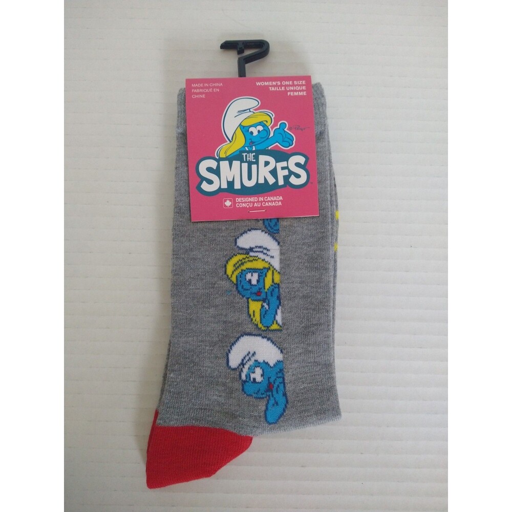 NEW Smurfs Smurfette Blue Gray Novelty Collectable Socks gift cartoons animation